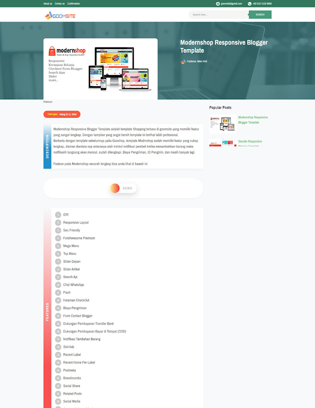 Free Goomsite AMP Responsive Blogger Template